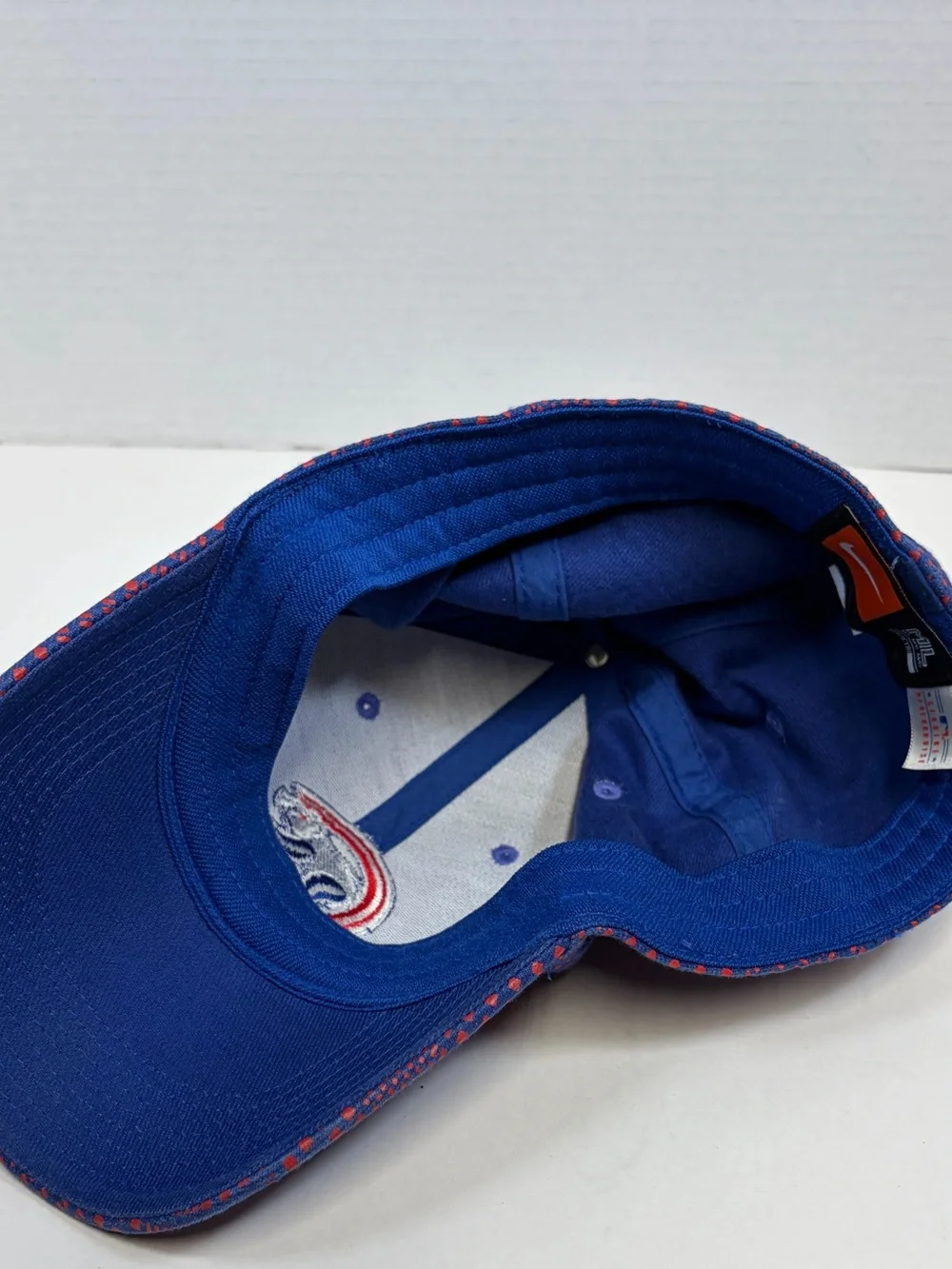 Nike Blue and Red Patterned Baseball Cap with Embroidered Logo